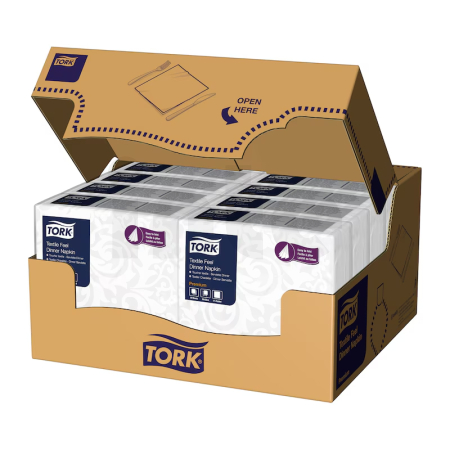 Tork Textile Feel Elegance bílý ubrousek-večeře, 1 vrstva, 10 bal. x 50 ks = 500 ks, 509413