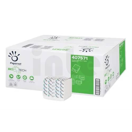PAPERNET - Skládaný toaletní papír BioTech, 2 vrstvý, 8960 útržků, 407571