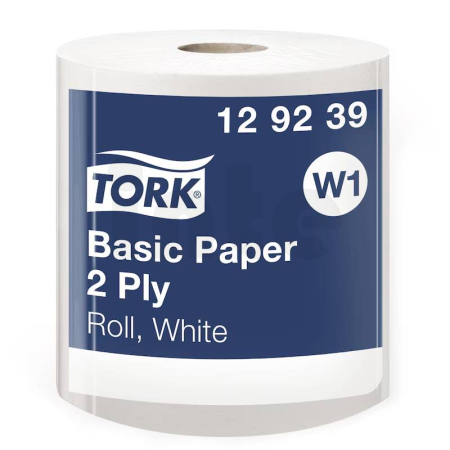 Tork Basic papírová utěrka, W1, vrs.2, 680 m / 2000 útržků, bílá, 2 role, 129239