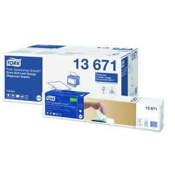 TORK extra jemný bílý ubrousek do zásobníku se vzorem listů Xpressnap Snack® – s dekorem lístků, N10, 4 000 ks 13671