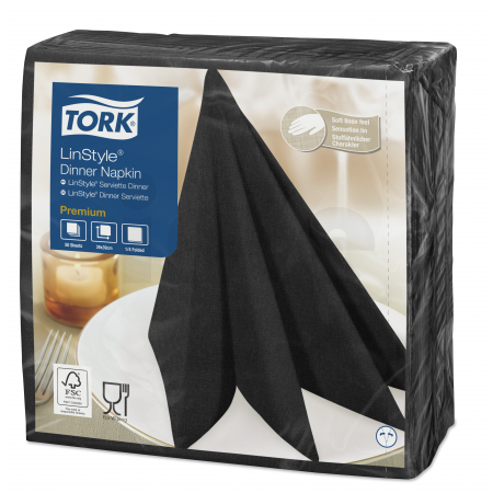 TORK Premium Linstyle® černý ubrousek – večeře 600 ks, 478726